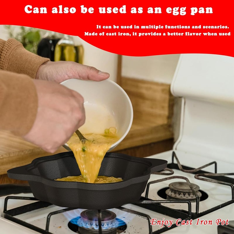 ENEM Cast Iron Garlic Roaster & Saucepan Pot, Small Garlic Roaster for Oven with Lid and Steamer, Tart Pan and Rice Pot for Baking, Grilling and Daily Cooking, Heavy Duty Multi-Functional Pots - Image 5